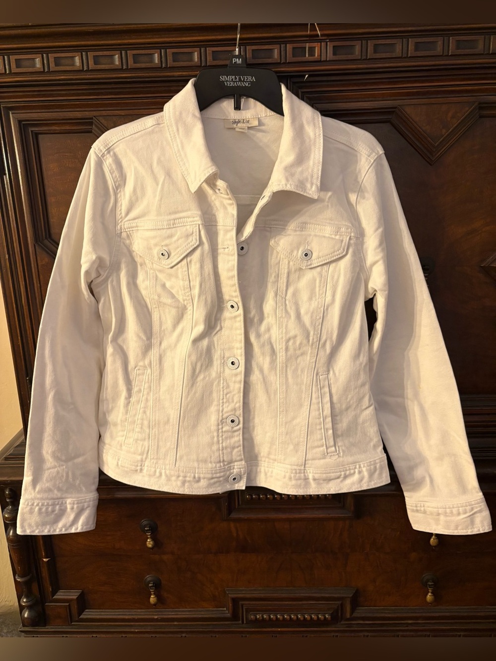 Style & Co. White Denim Jacket - Classic Button-Up L
